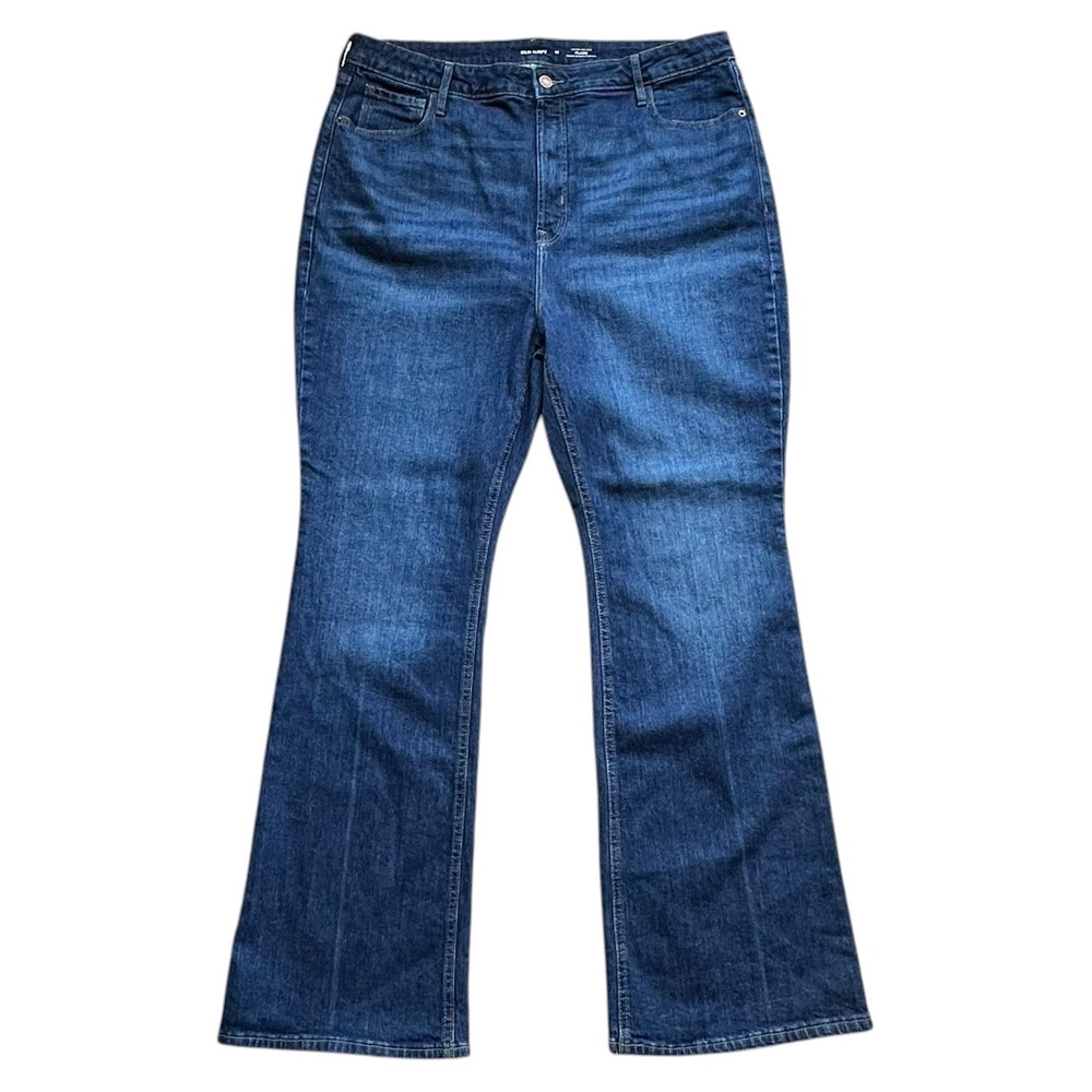 Old Navy Womens Higher High-Rise Flare Jeans Dark Wash Blue Plus Size 18 NWT